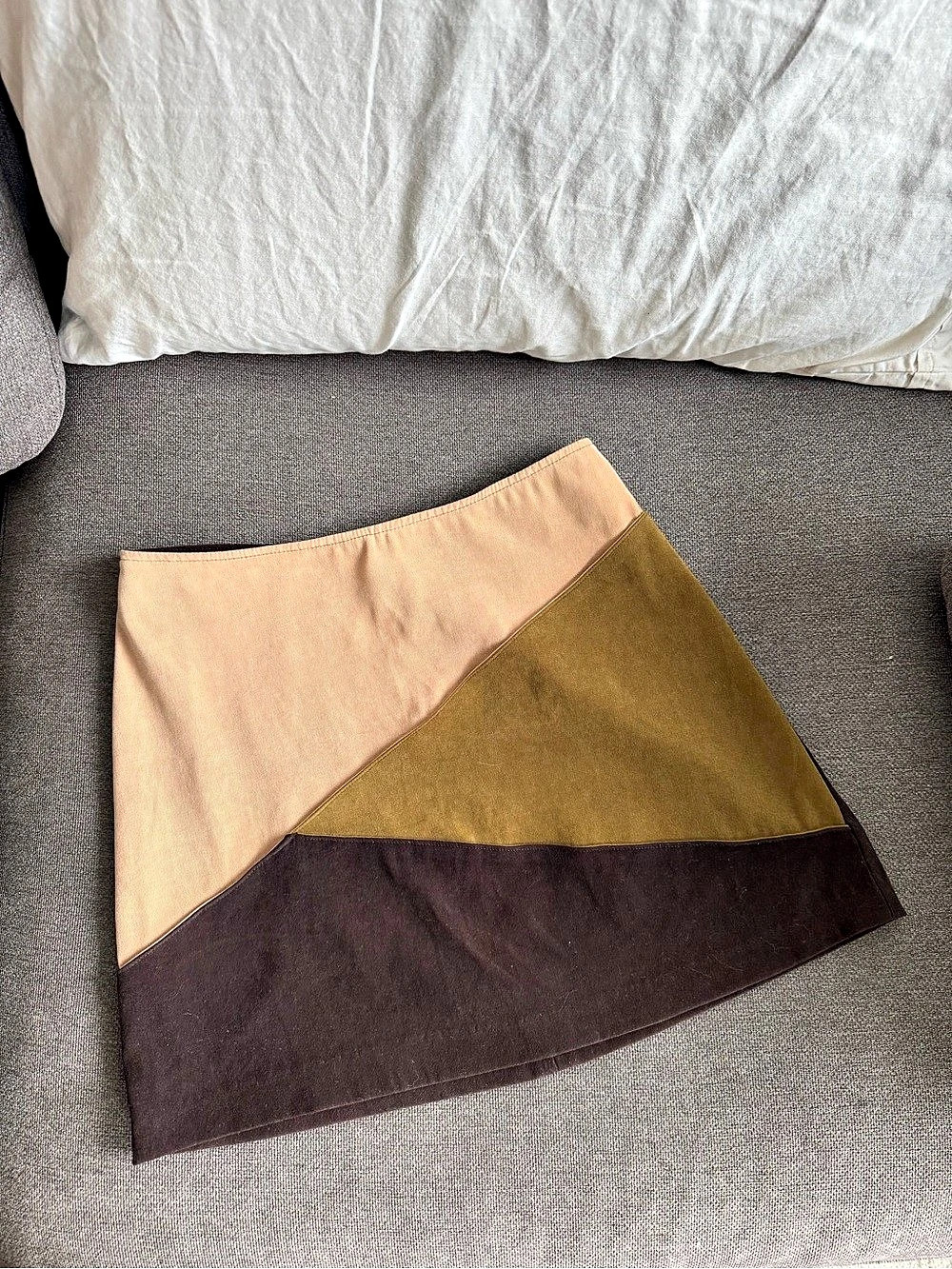 The Limited Color Block A-Line Skirt in Brown & Tan